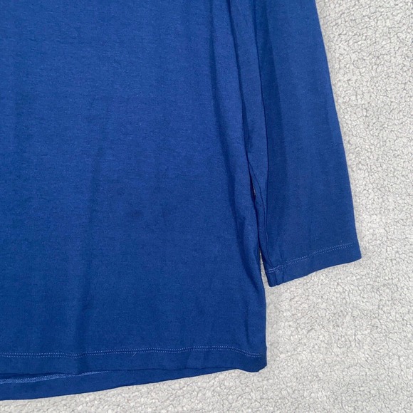 Additions by Chico's Blouse Womens 1 Blue 3/4 Sleeve Pullover Scoop Neck Beaded - Picture 10 of 14